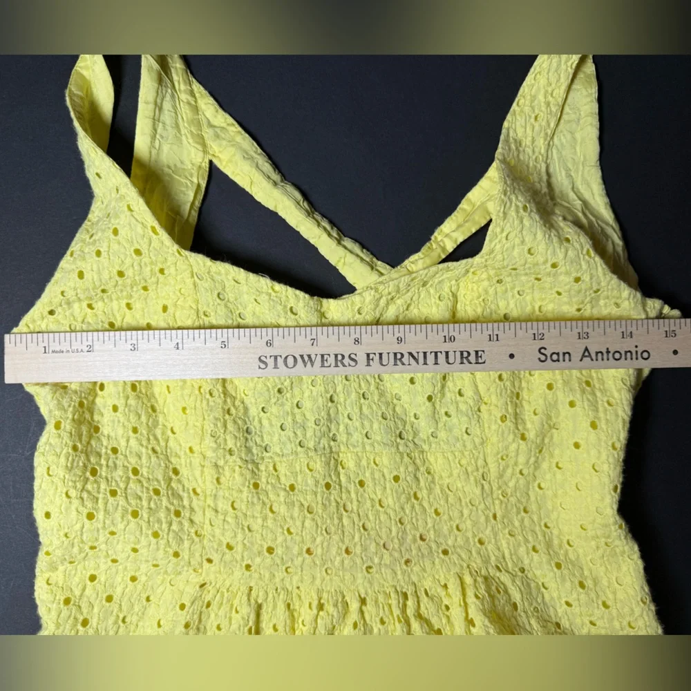 Vintage Cynthia Steffe yellow eyelet sundress Sz 8 made USA cotton fit flare - Picture 8 of 9